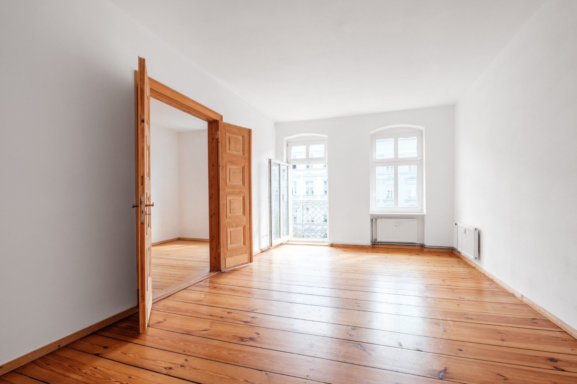 Living room with wood flooring Living room with wood flooring